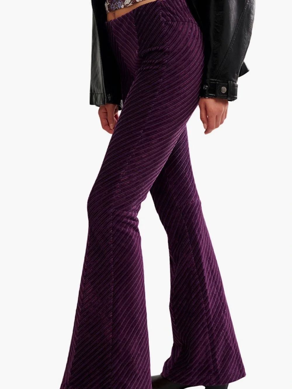 Free People Pull on Flare Pants Deep Plum Sz. S New